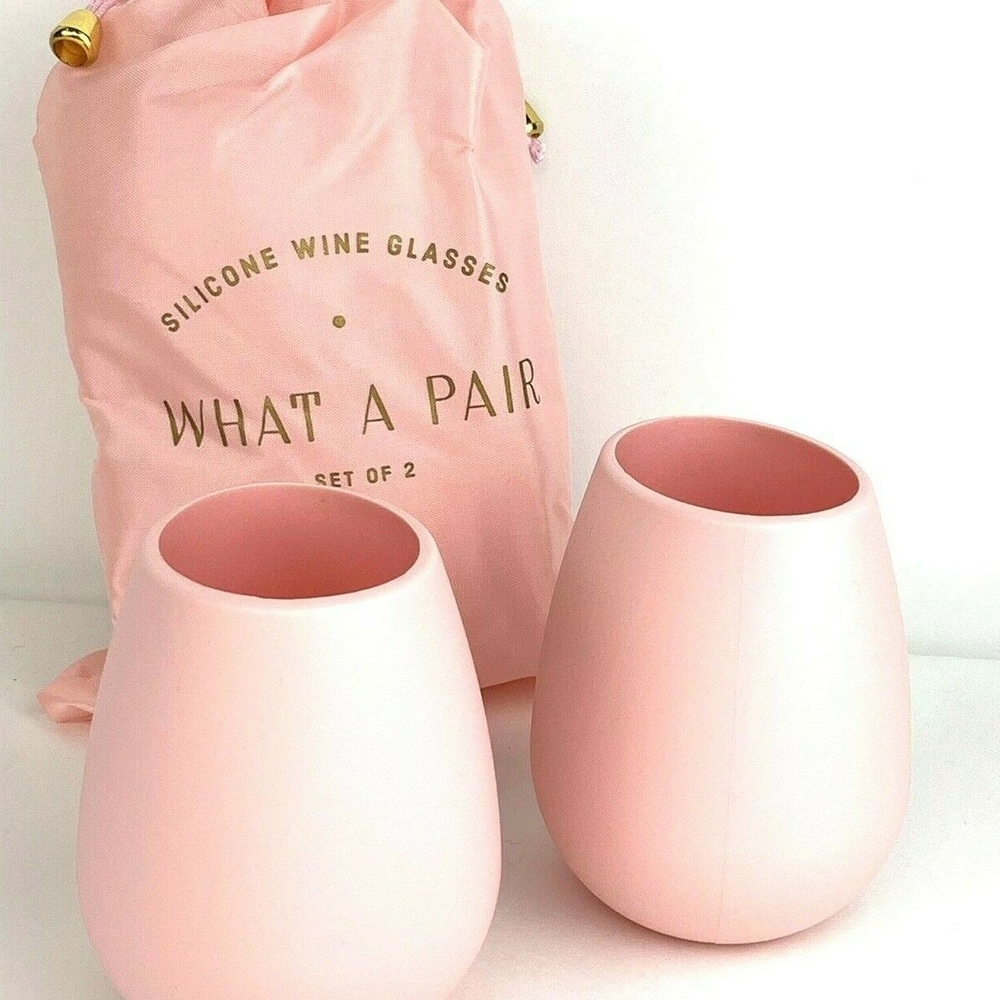 Odeme Pink Silicone Wine Glasses Sets - 4 Total Glasses